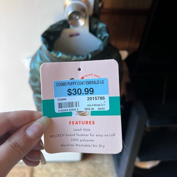 NWT🐶Cosmo puffy dog 🐶 coat emerald green size large - Picture 14 of 14